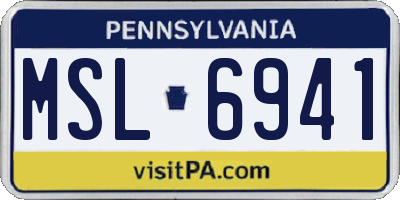 PA license plate MSL6941