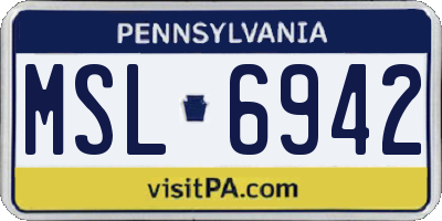 PA license plate MSL6942