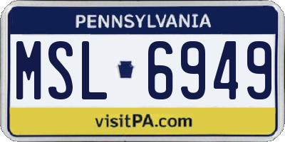 PA license plate MSL6949