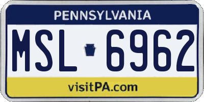 PA license plate MSL6962