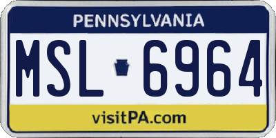 PA license plate MSL6964