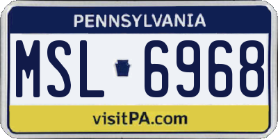 PA license plate MSL6968