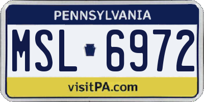 PA license plate MSL6972