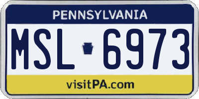 PA license plate MSL6973