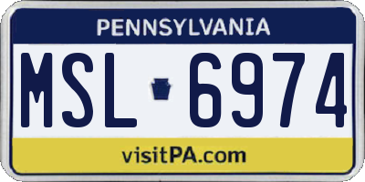 PA license plate MSL6974