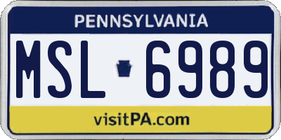PA license plate MSL6989