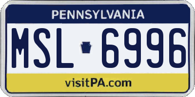 PA license plate MSL6996