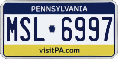 PA license plate MSL6997