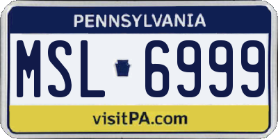 PA license plate MSL6999