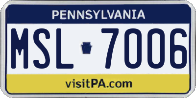 PA license plate MSL7006