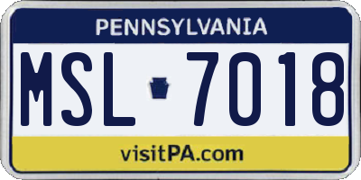 PA license plate MSL7018