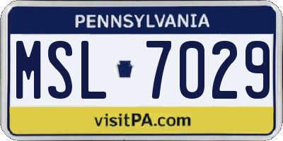 PA license plate MSL7029