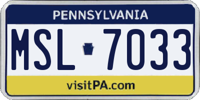 PA license plate MSL7033