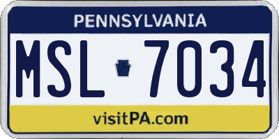 PA license plate MSL7034