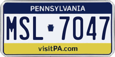 PA license plate MSL7047