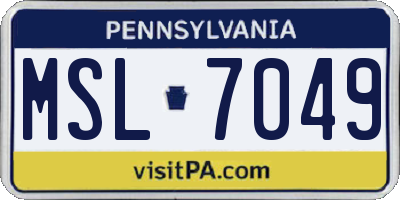 PA license plate MSL7049