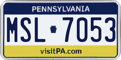 PA license plate MSL7053