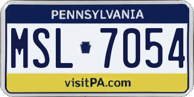 PA license plate MSL7054