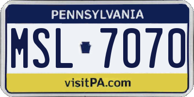 PA license plate MSL7070