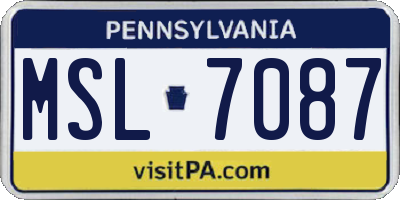 PA license plate MSL7087