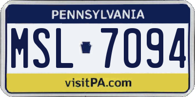 PA license plate MSL7094