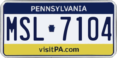 PA license plate MSL7104