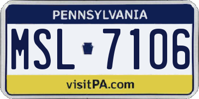 PA license plate MSL7106