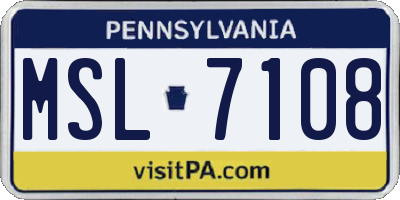 PA license plate MSL7108