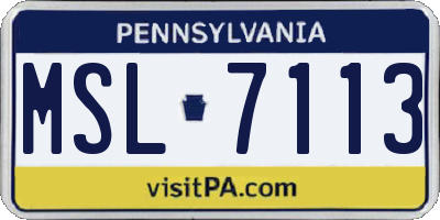 PA license plate MSL7113