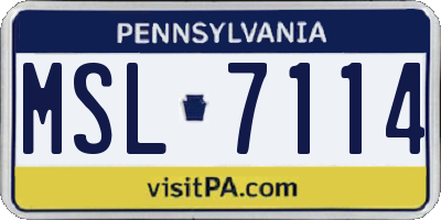 PA license plate MSL7114