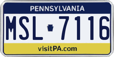 PA license plate MSL7116