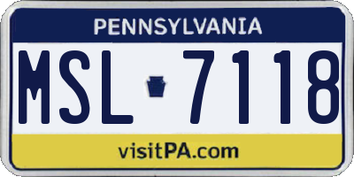 PA license plate MSL7118