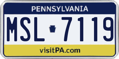 PA license plate MSL7119