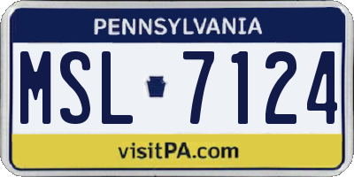 PA license plate MSL7124