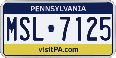 PA license plate MSL7125