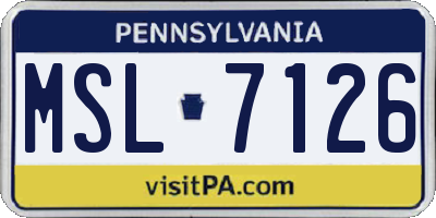PA license plate MSL7126