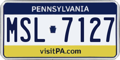 PA license plate MSL7127