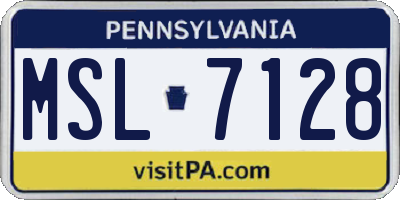 PA license plate MSL7128