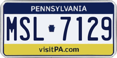 PA license plate MSL7129