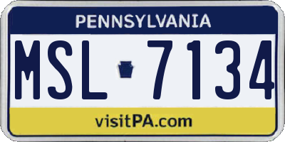 PA license plate MSL7134
