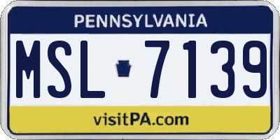PA license plate MSL7139