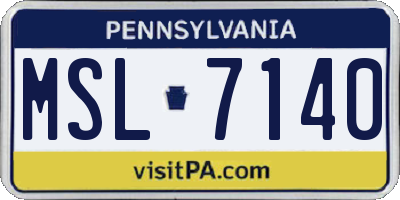 PA license plate MSL7140