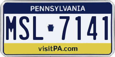 PA license plate MSL7141