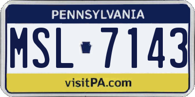 PA license plate MSL7143