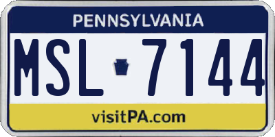 PA license plate MSL7144