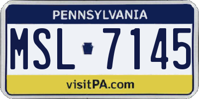 PA license plate MSL7145