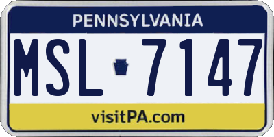 PA license plate MSL7147