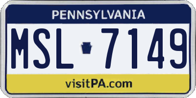 PA license plate MSL7149