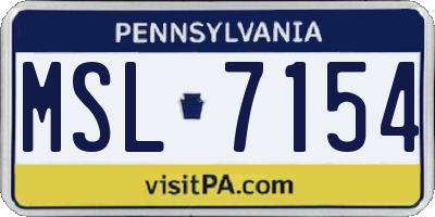 PA license plate MSL7154