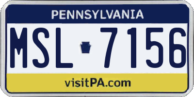 PA license plate MSL7156
